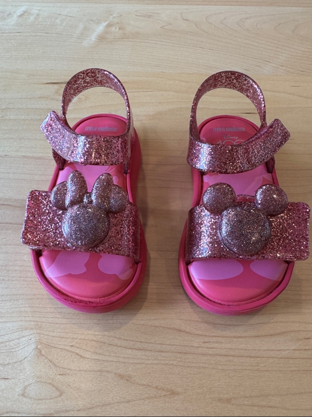 Mini Melissa x Disney Pink Sparkle Mickey Mouse Jelly Sandal in Toddler size 8 💖